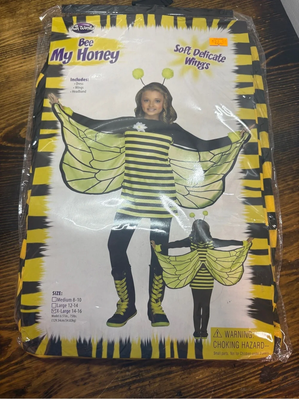 Honey Bee Costume Girls Size XL